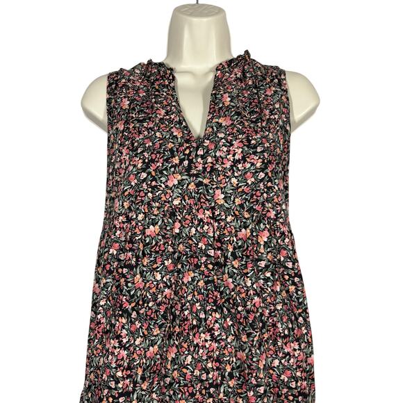 BB Dakota x Steve Madden Floral Print Y2K Peasant Dress Casual Cute Black Pink S - Picture 2 of 5
